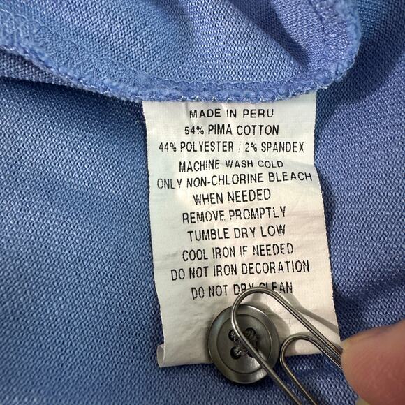 Greyson Mens Short Sleeve Polo Shirt Size L Wolf Pima Cotton Color Block Blue - Picture 5 of 6